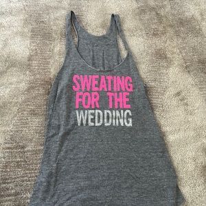 Bride, Bride-to-be, "Sweating for the Wedding" Gray, Pink & Glitter Tank Top